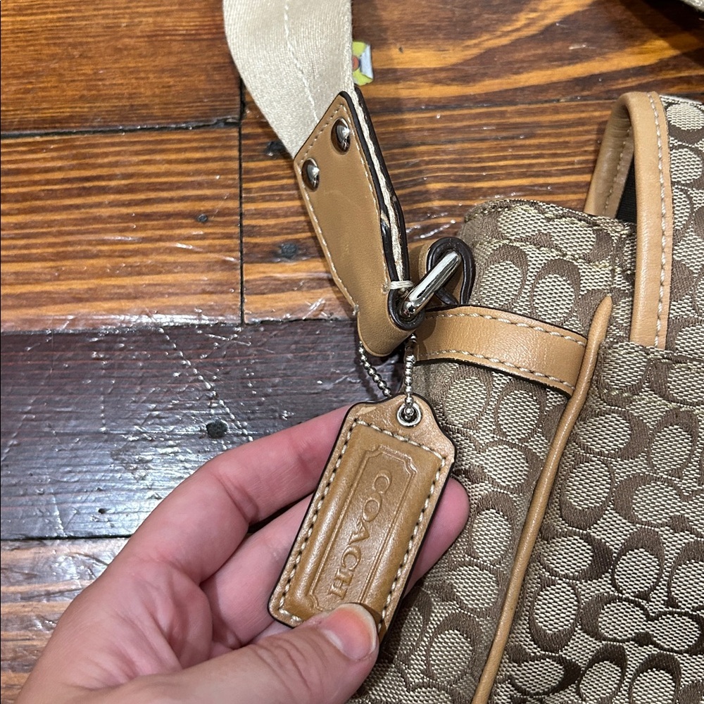 Coach Tan and Brown Voyager Crossbody Tote Messenger Bag - Picture 6 of 6